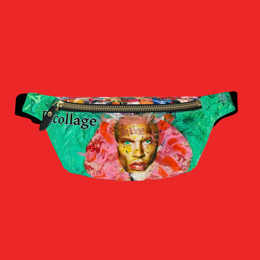 Becollage green fanny pack mug shot