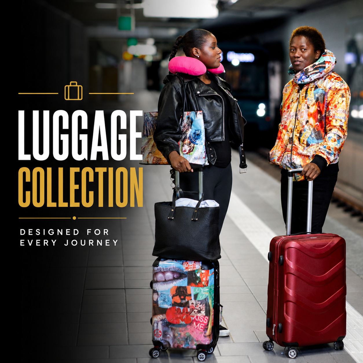 Matida and Youla going on a trip with luggage