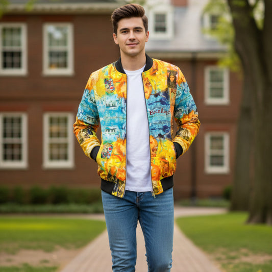 Bomberjacket yellow babyblue