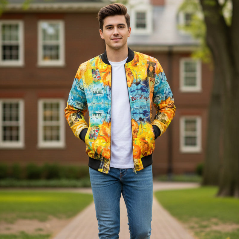 Bomberjacket yellow babyblue