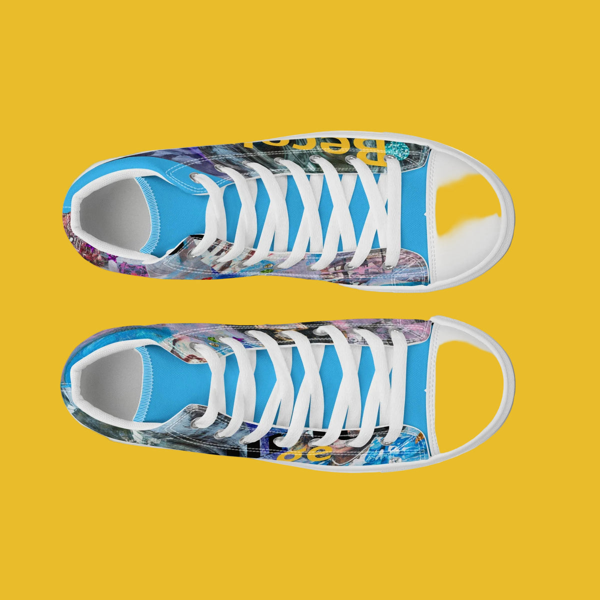 high top canvas sneakers blue ocean