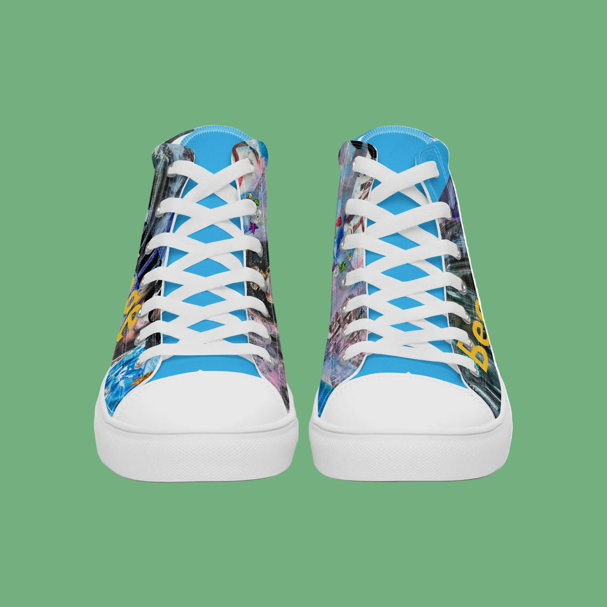 high top canvas sneakers blue ocean