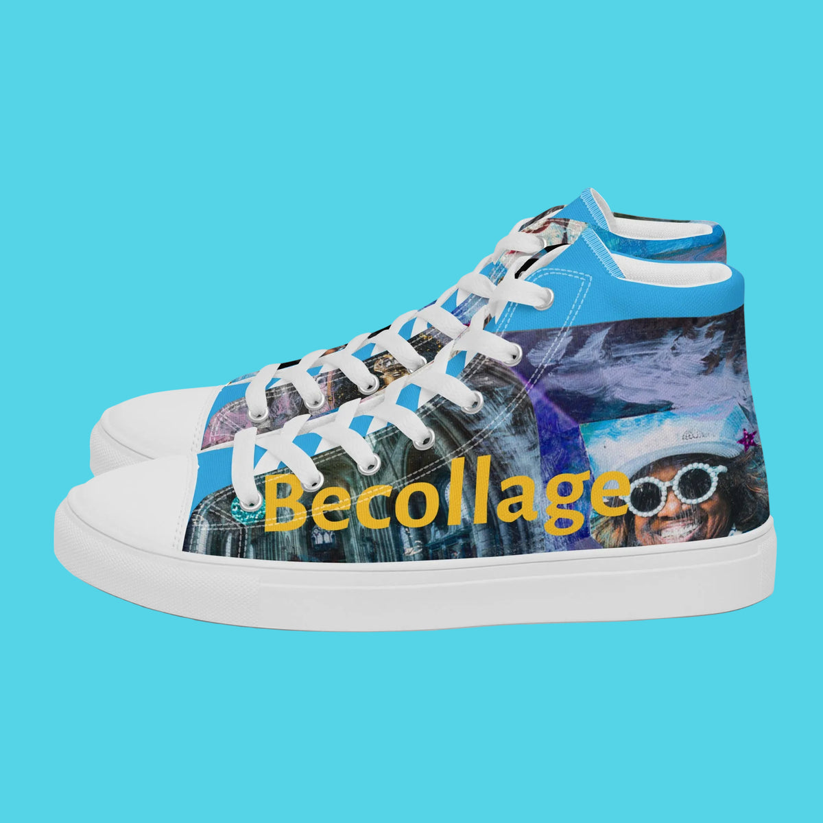 high top canvas sneakers blue ocean