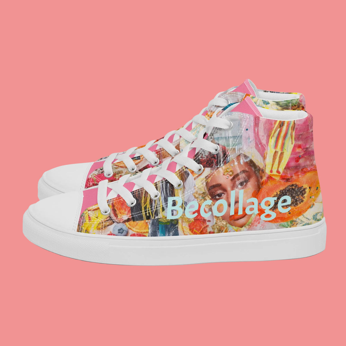 High-Top womens canvas sneakers Pineapple-Papaya