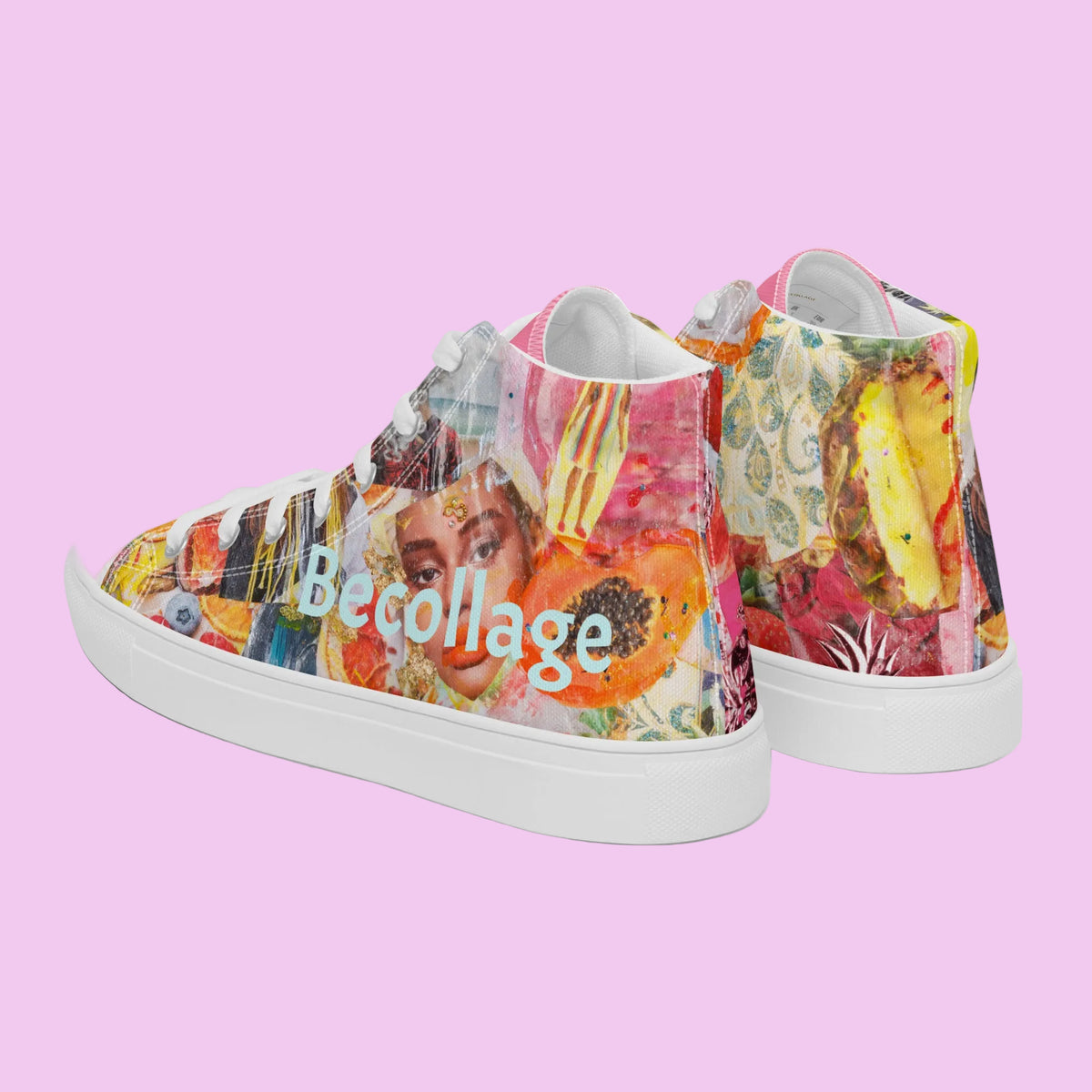 High-Top womens canvas sneakers Pineapple-Papaya