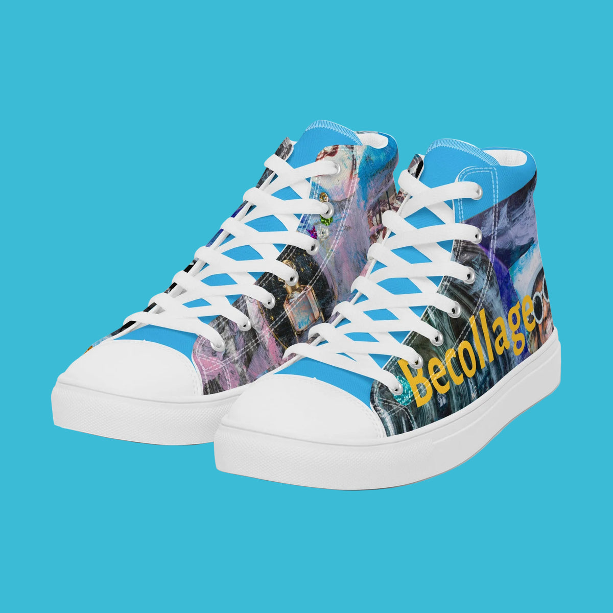 high top canvas sneakers blue ocean