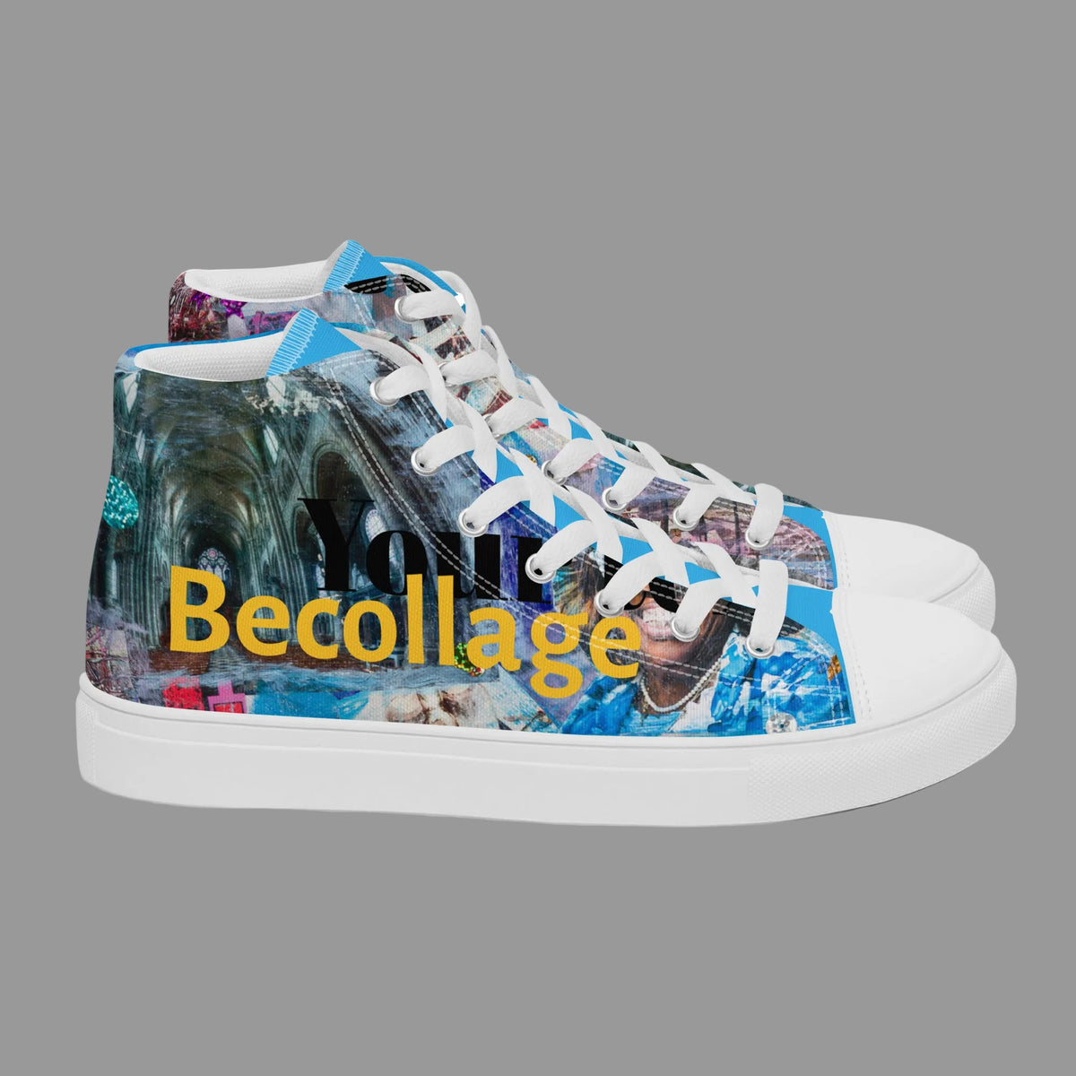 high top canvas sneakers blue ocean
