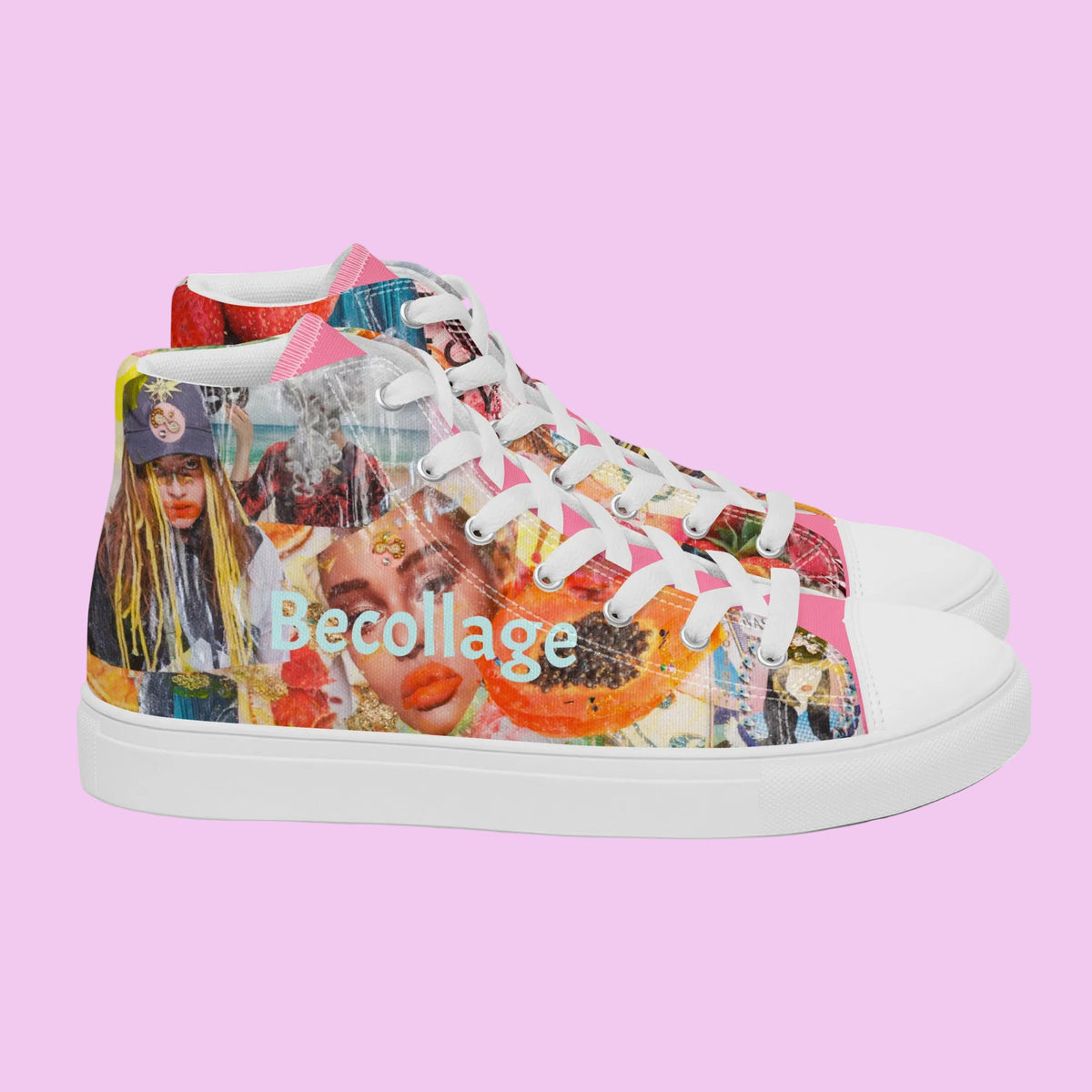 High-Top womens canvas sneakers Pineapple-Papaya