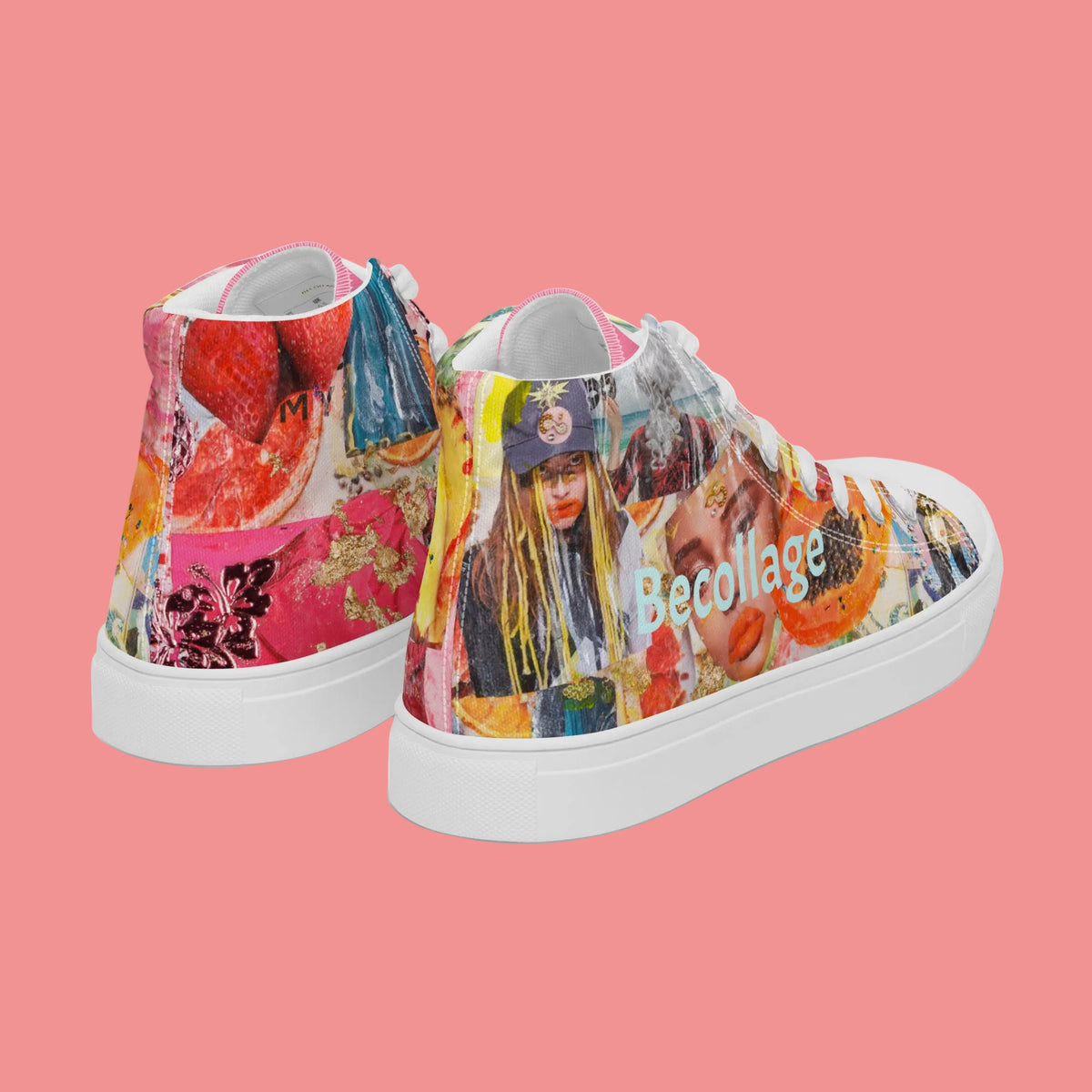 High-Top womens canvas sneakers Pineapple-Papaya