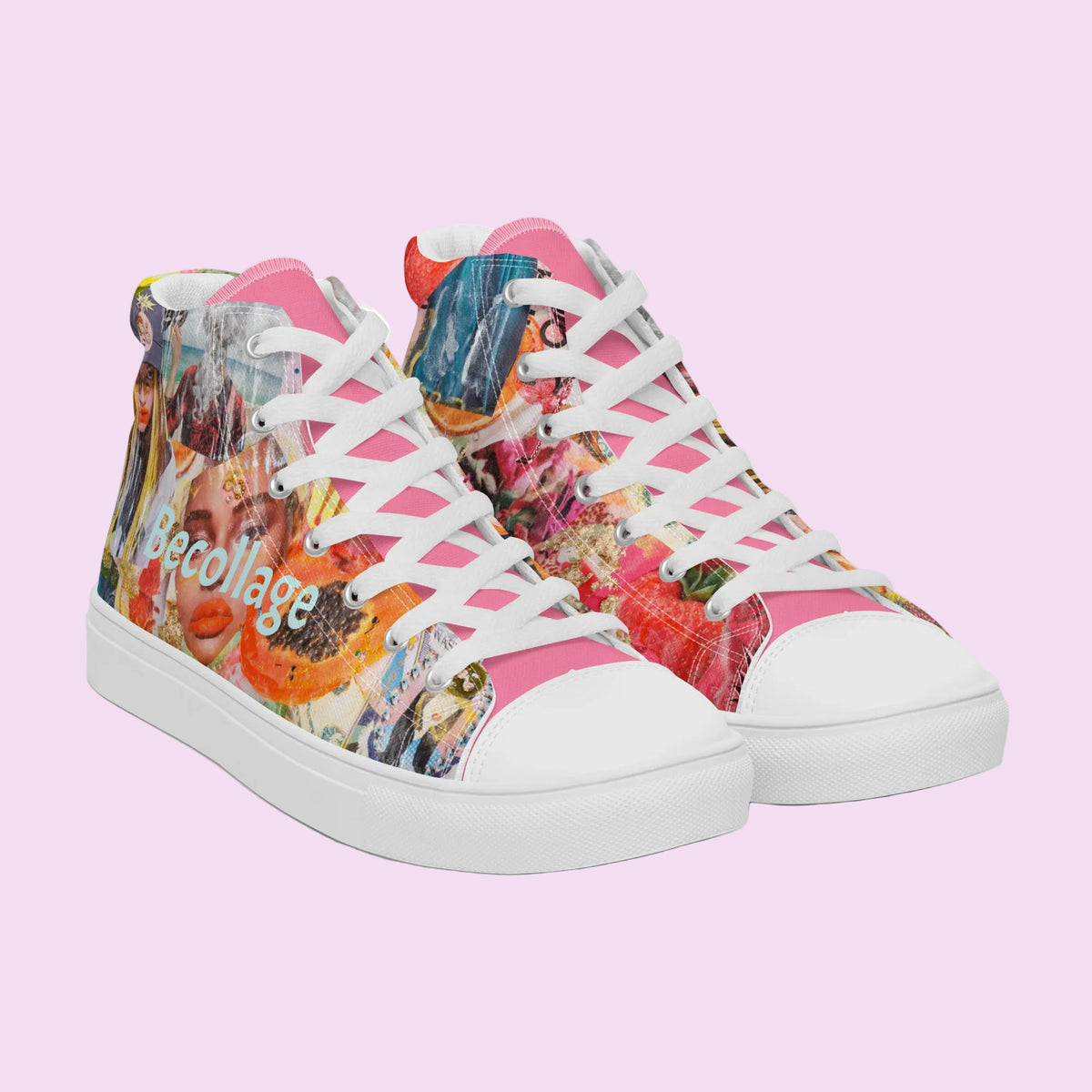 High-Top womens canvas sneakers Pineapple-Papaya