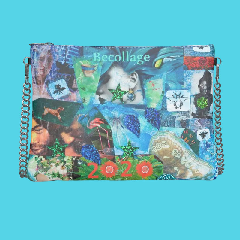 Becollage evening clutch with chains