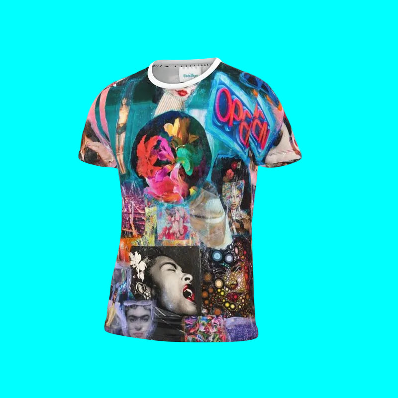 T-Shirt with multi colored all over print