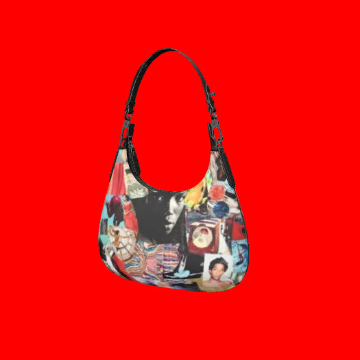 small multi-coloroured saddle nappa leather handbag with shoulder strap