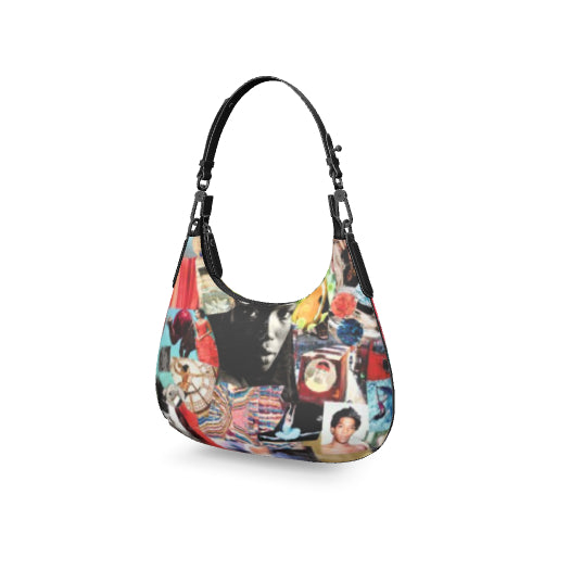 small multi-coloroured saddle nappa leather handbag with shoulder strap